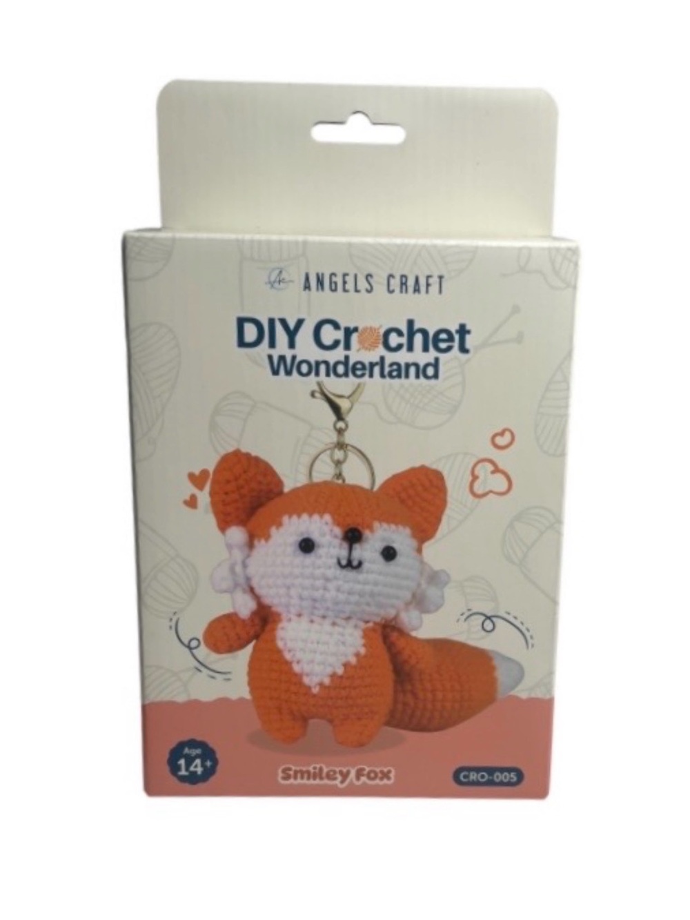 DIY Crochet Wonderland Smiley Fox Keychain - Orange